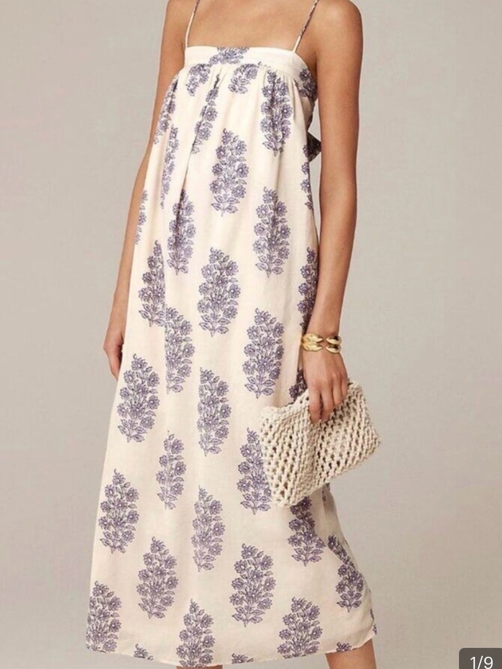 J. Crew Cream Maxi Dress with purple Floral Print
